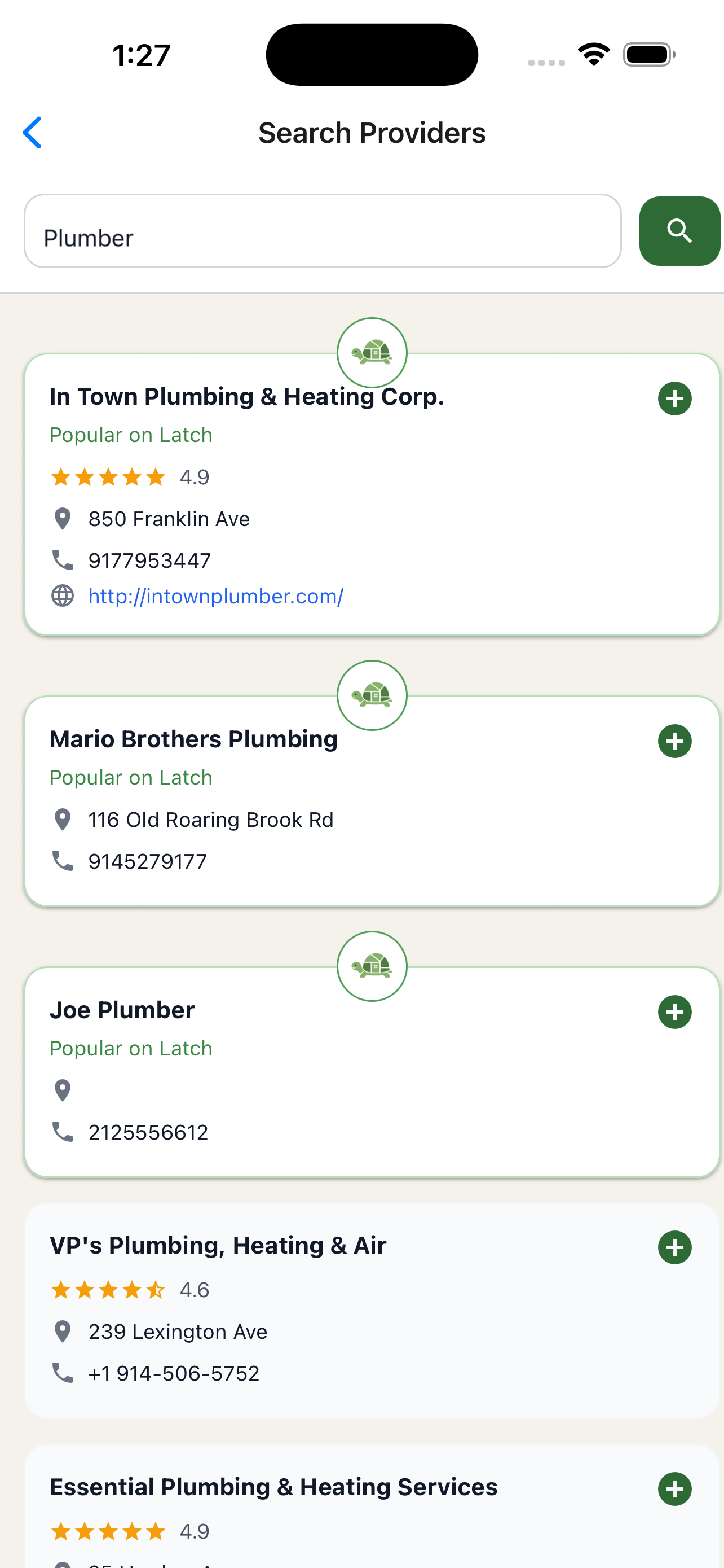 Latch providers screen