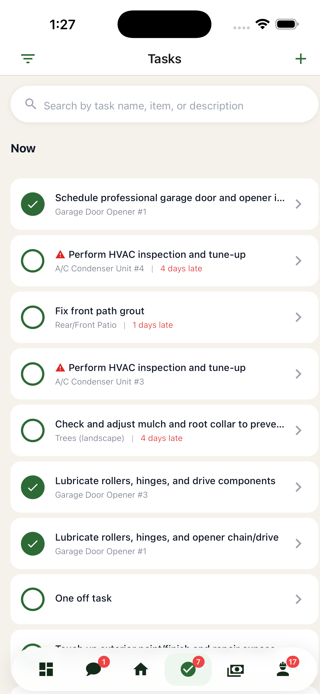 Latch tasks screen